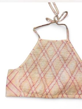 Forever 21 Cream and‎ Pink Diamond-Print Halter Crop Top Coquette boho